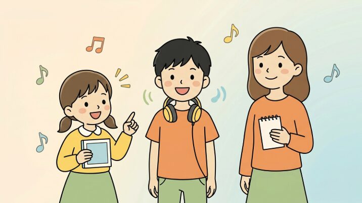 小学校低学年・中学年・高学年の子どもが並んでいる学年別ガイドのイラスト